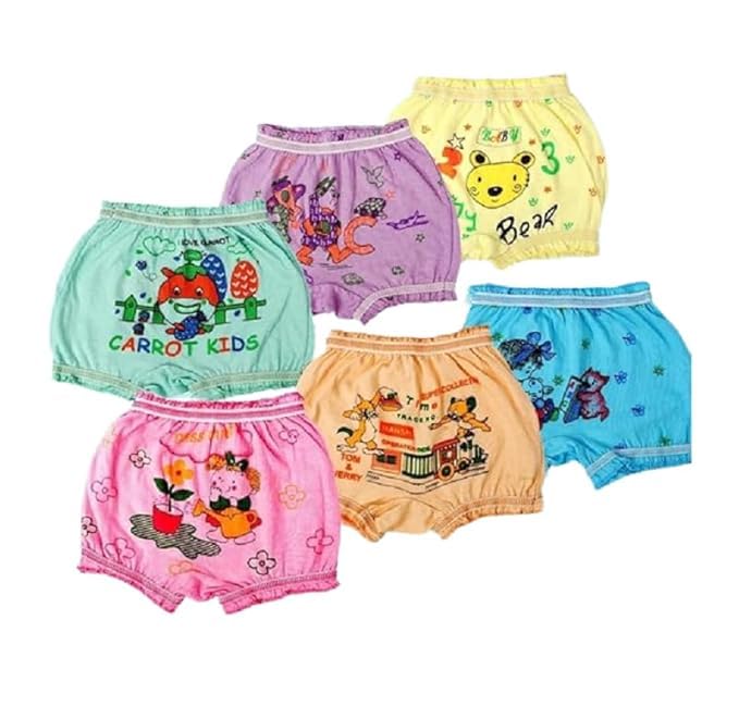 **Cartoon Printed Cotton Bloomer Underwear for Baby Boys & Girls - Soft, Breathable & Skin-Friendly Unisex Underwear - Perfect for Playtime, Sleep & Everyday Comfort**