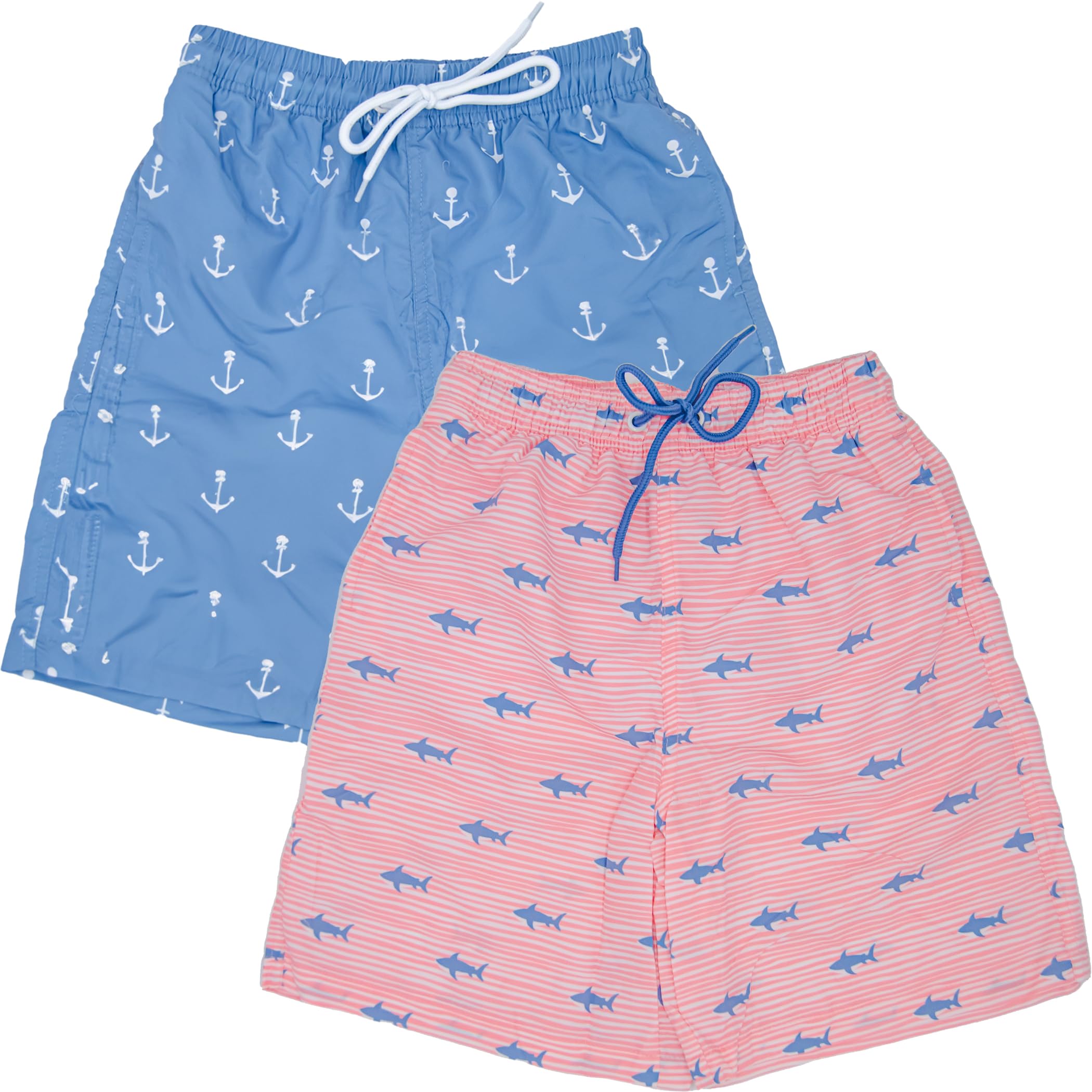 BROOKLYN VERTICAL Boys 2-Pack Quick Dry Swim Trunks & Board Shorts for Pool, Beach, and Summer Water Activities
