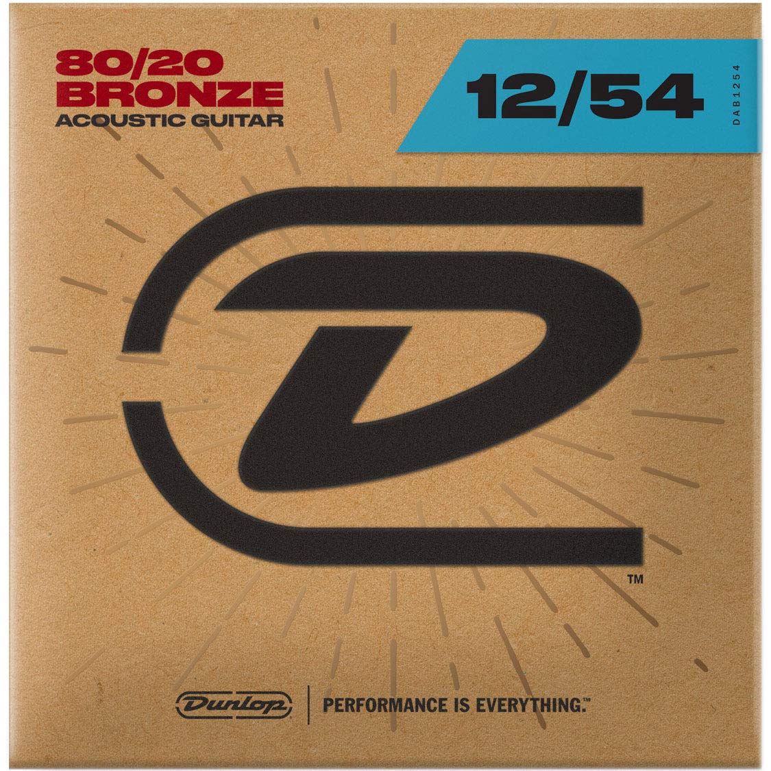 Dunlop DAB1254 Light 80/20 Bronze Acoustic Guitar Strings (0.12-0.54) 6-Strings Set - Best for Folk, Country & Fingerstyle Playing - Perfect for Beginners & Professional Musicians