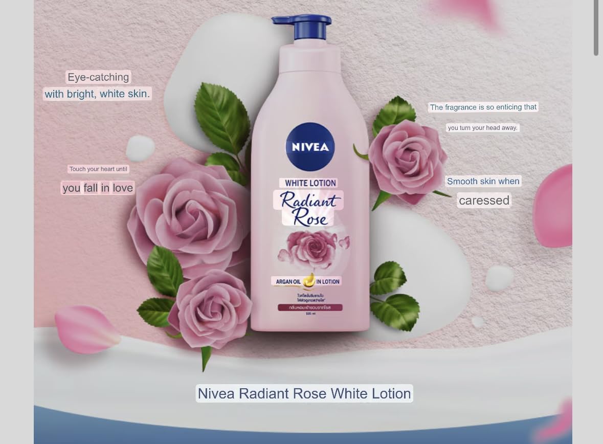 Nivea Body Lotion Radiant Rose White 525ml - Whitening Moisturizer with Rose Extract & Argan Oil for Smooth, Glowing Skin | Perfect for Daily Hydration & Skin Brightening