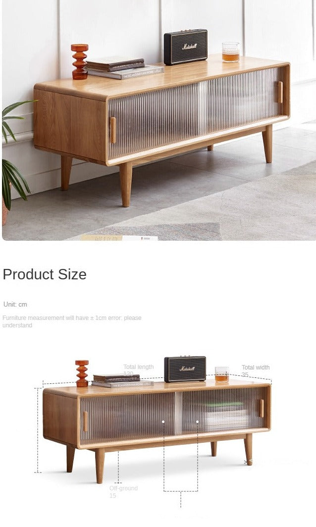 Solid Oak Wood TV Stand - Small Size with Multiple Style Options - Perfect for Living Room, Bedroom & Home Theater Setup
