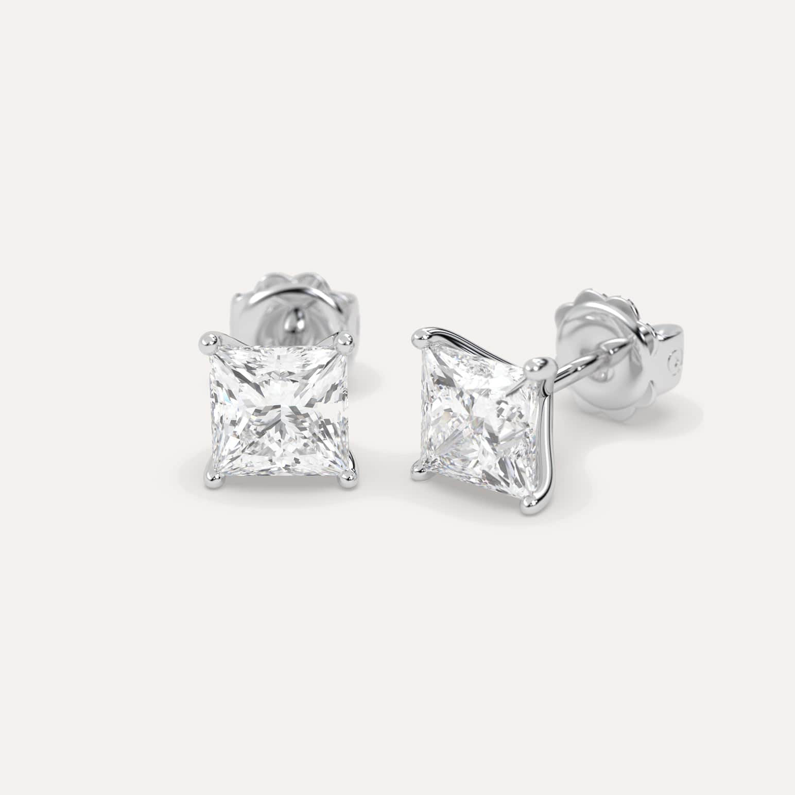 4 Carat Princess Cut Diamond Stud Earrings - 14K White Gold Dangle Earrings for Women, Perfect for Weddings, Anniversaries & Special Occasions