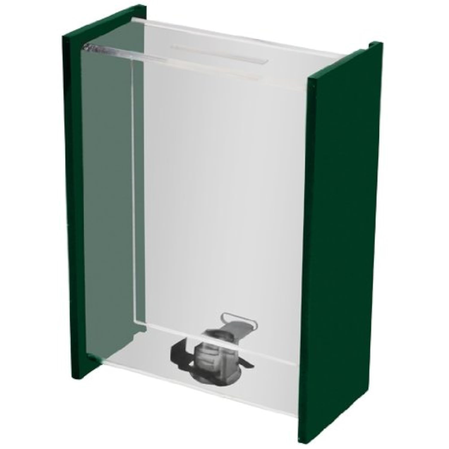 My Charity Boxes - Clear Donation Box with Sliding Door & Display - Ballot Box, Ticket Collection Box, Tip Jar Container (Green) - Perfect for Fundraising Events, Church Donations, Voting Stations & Retail Tip Collection