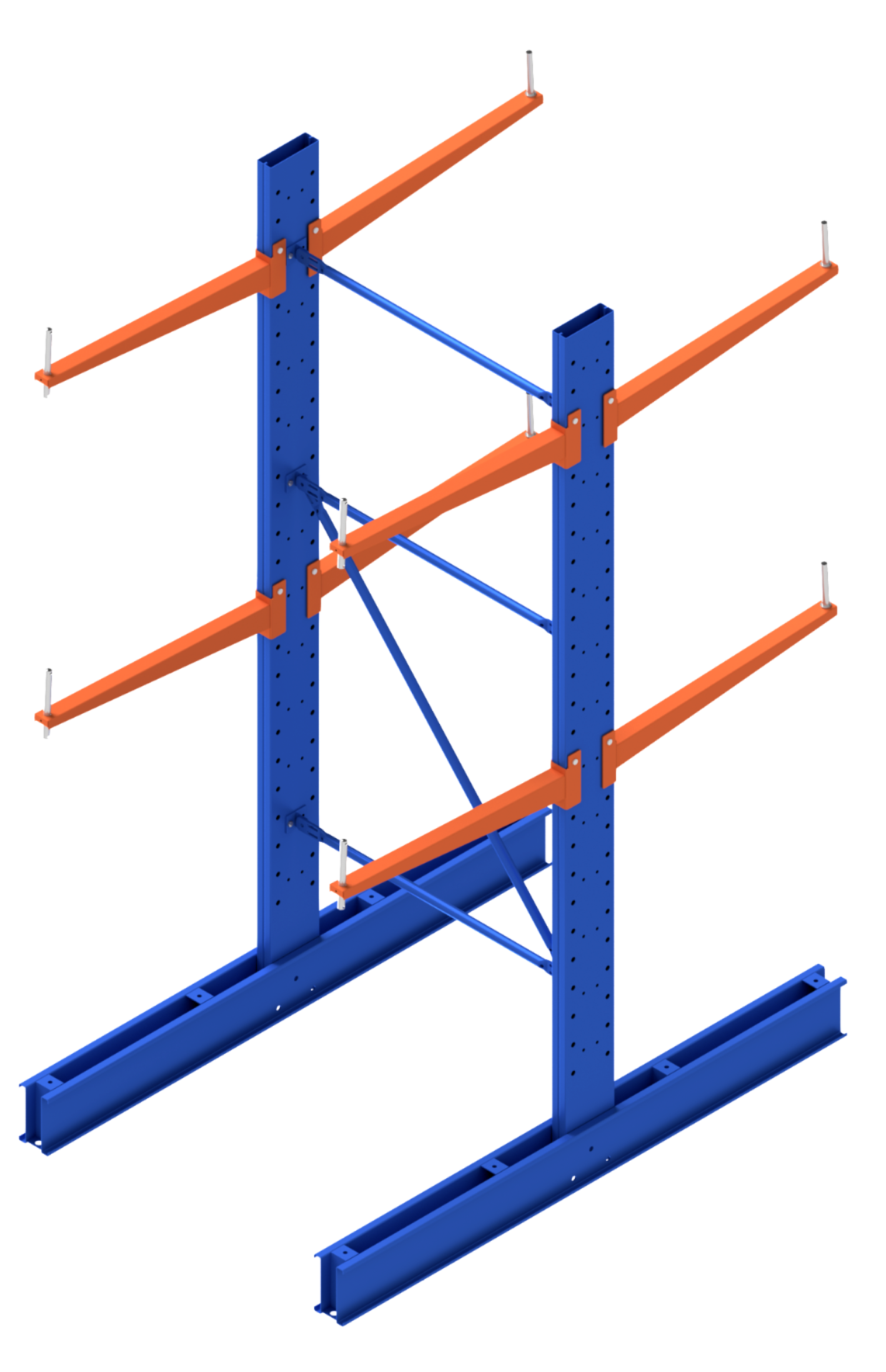 Medium Duty Cantilever Racking Starter Bay Double Sided - Heavy Duty Storage Shelving for Warehouse & Industrial Use - Perfect for Storing Long Pipes, Lumber & Building Materials