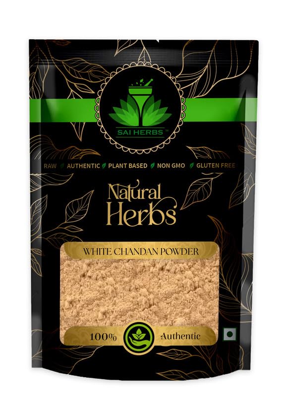 SAI HERBS Pure & Natural White Sandalwood Powder (Chandan) - 25g | Skin Care, Aromatherapy & Spiritual Rituals | USDA Certified Organic for Face Masks & Ayurvedic Remedies