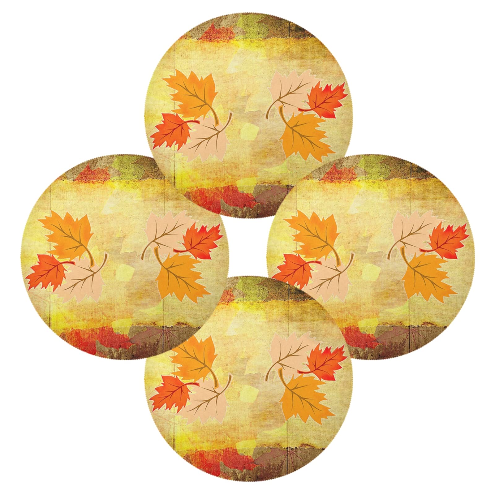 CHIFIGNO 15 Inch Autumn Leaves Round Placemats Set of 4 - Heat Resistant & Non-Slip Table Mats for Dining, Dinner Parties, BBQs - Perfect for Indoor and Outdoor Use - Ideal for Thanksgiving, Fall Decor, and Holiday Gatherings