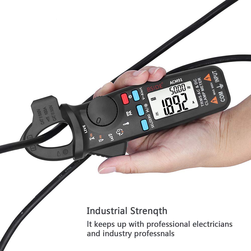 Professional Digital Clamp Meter - True RMS Auto-Ranging Multimeter for AC/DC Voltage, Current, Capacitance, Continuity, Temperature & Frequency Testing | Ideal for Electricians, HVAC Technicians & DIY Home Electrical Projects