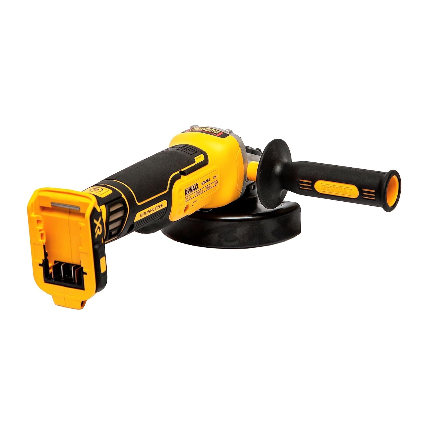DEWALT DCG405N-XJ 18V Cordless Brushless Angle Grinder (Body Only) - 125mm Cutting & Grinding Disc - Perfect for Metalworking, Woodworking & DIY Projects