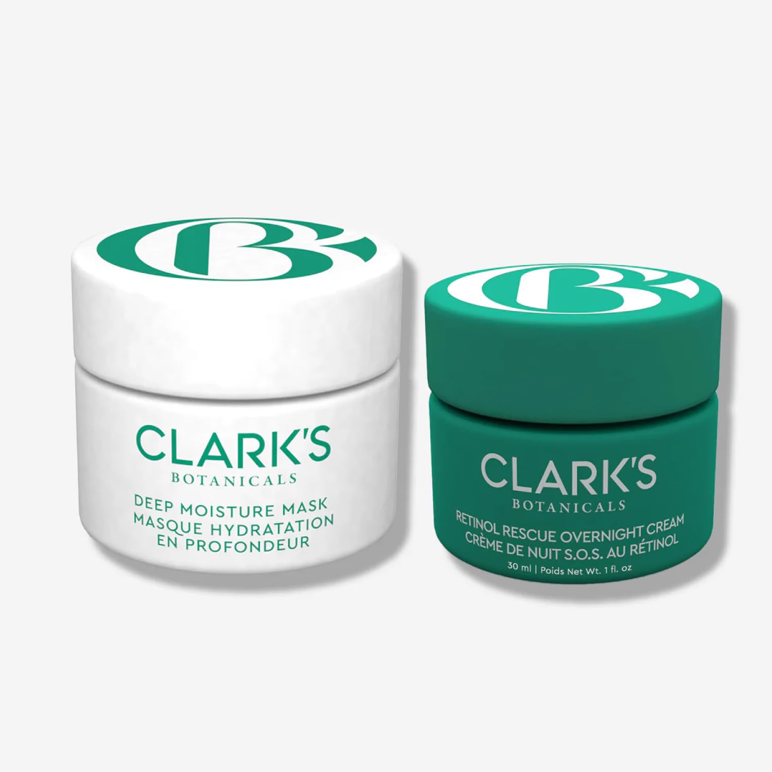 Clark's Botanicals Retinol Rescue Overnight Cream & Deep Moisture Mask Set - Anti-Aging Skincare for All Skin Types - Hydrating Wrinkle Treatment (1 Oz + 1.7 Oz) - Perfect for Nighttime Routine & Dry Skin Relief