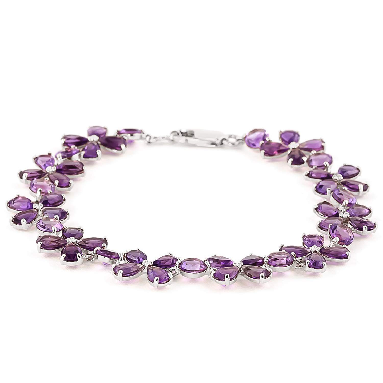 14K Solid White Gold Bracelet with 20.7 Carat Natural Amethyst - Galaxy Gold GG Collection | Elegant Jewelry for Women, Perfect for Weddings, Parties & Special Occasions