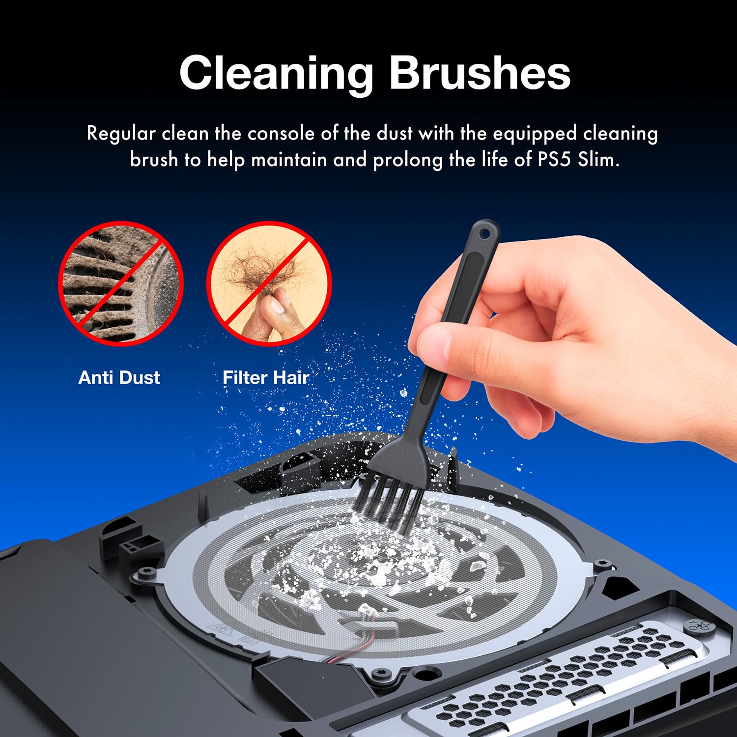 GRAUGEAR PS5 Slim Internal Cooling Fan Replacement - 19 Blades Upgrade Dust Cleaning Kit for PS5 Slim Console | Enhanced Cooling Performance for Gaming & Streaming | Perfect for Long Gaming Sessions & Hot Environments