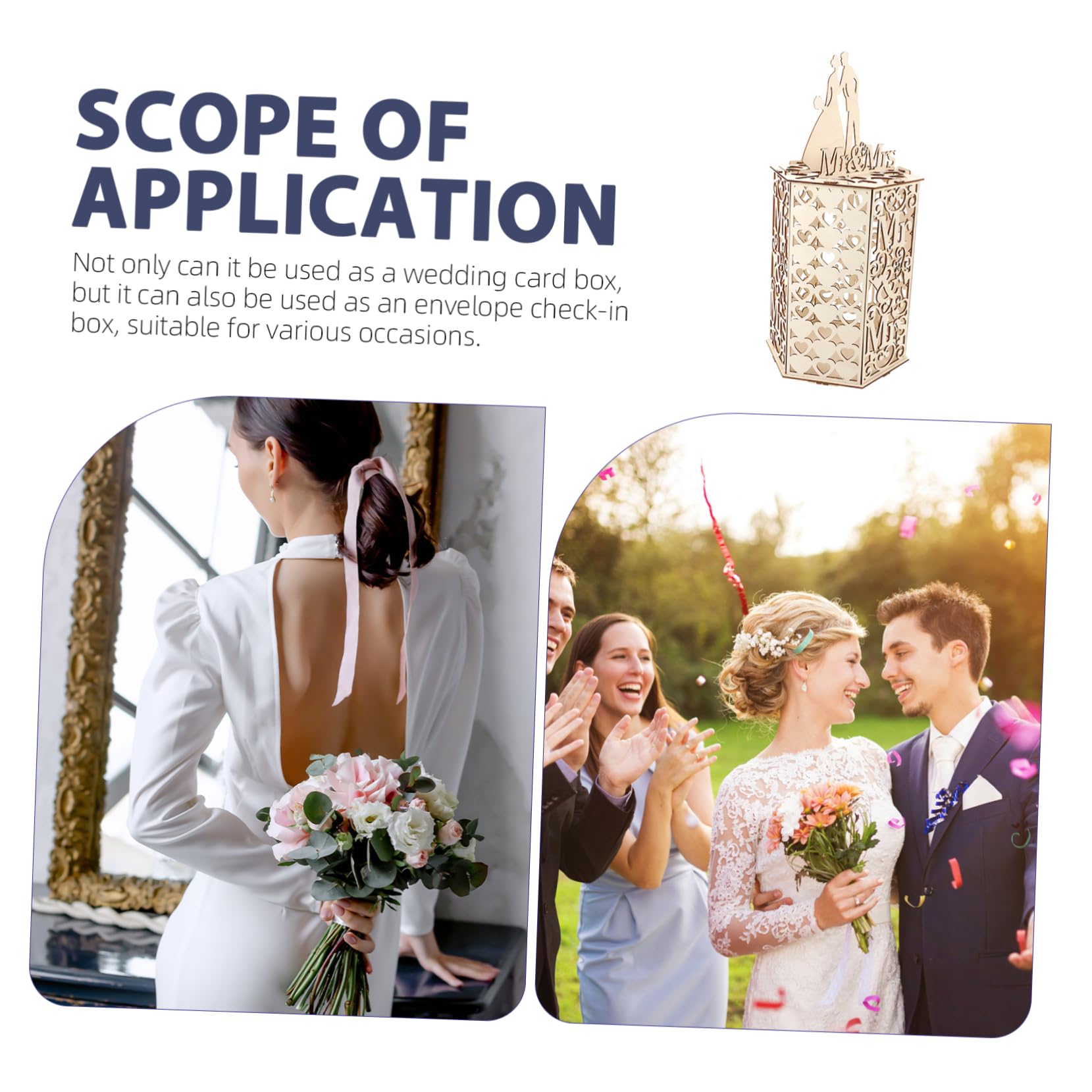 PRETYZOOM Wooden Wedding Card Box - Elegant Card Holder for Greeting Cards, Invitations & Envelopes - Perfect for Weddings, Bridal Showers & Special Events