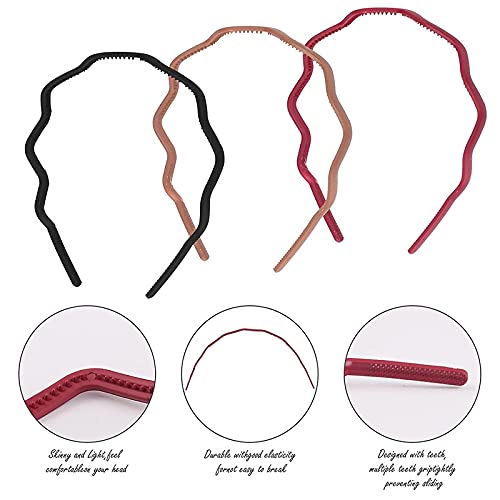 Belicia 6-Pack Matte Plastic Headbands for Women & Girls - Thin Skinny Non-Slip Hair Bands in Solid Colors - Perfect for Work, School, Gym & Everyday Styling
