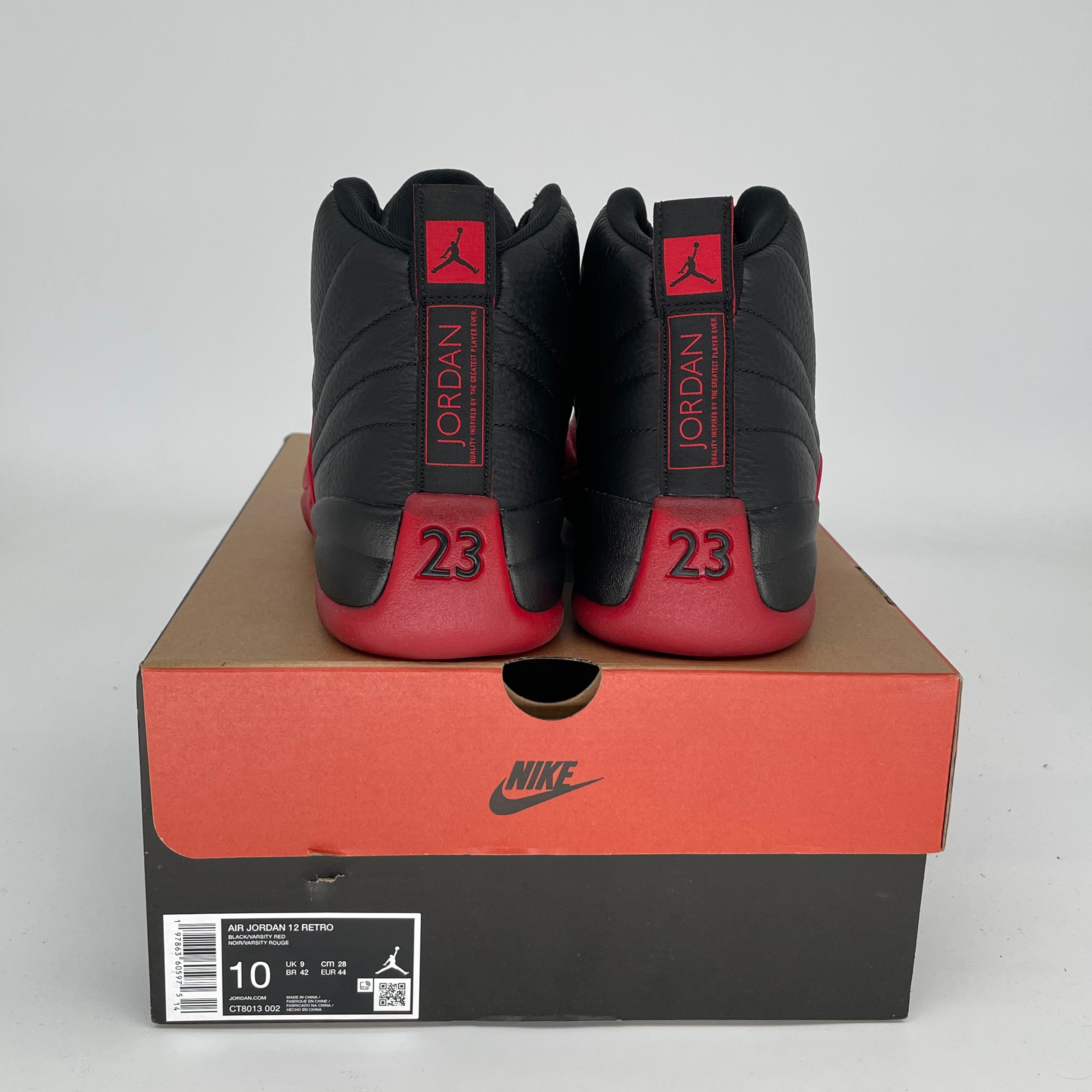 Original Air Jordan 12 Retro 'Flu Game' Basketball Shoes - Men's Size 10 (CT8013-002) Black/Red - Perfect for NBA Games, Streetwear & Sneaker Collectors