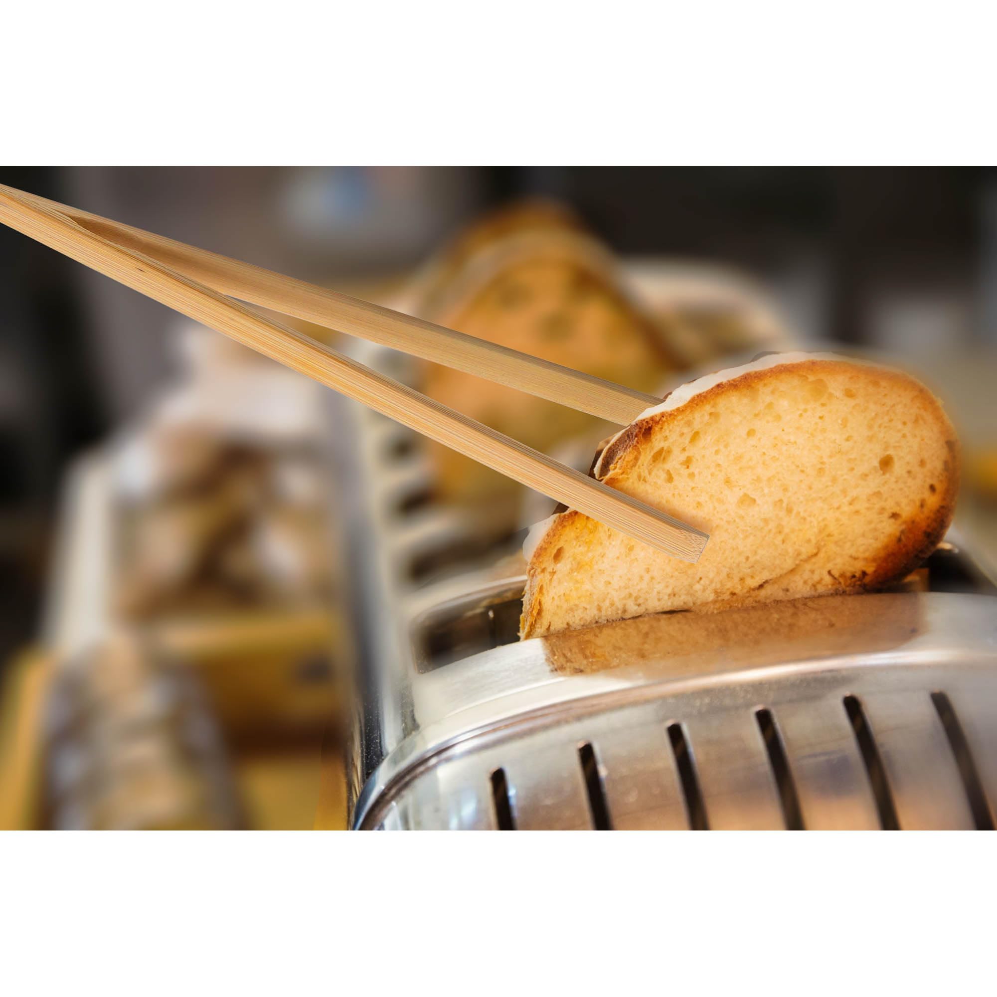 12-Inch Natural Bamboo Toast Tongs for Kitchen - Perfect for Serving, Flipping & Handling Hot Bread, Bagels & Pastries Safely