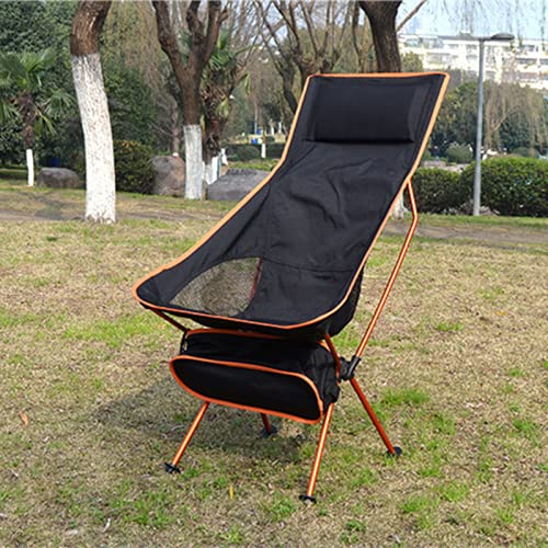 HOYEDNK Portable Folding Camping Chair - Heavy Duty Oxford Fabric Outdoor Chair for Camping, Fishing, Picnic, BBQ, Beach & Backpacking - Lightweight & Compact (Orange) - Perfect for Outdoor Adventures, Tailgating, and Backyard Relaxation