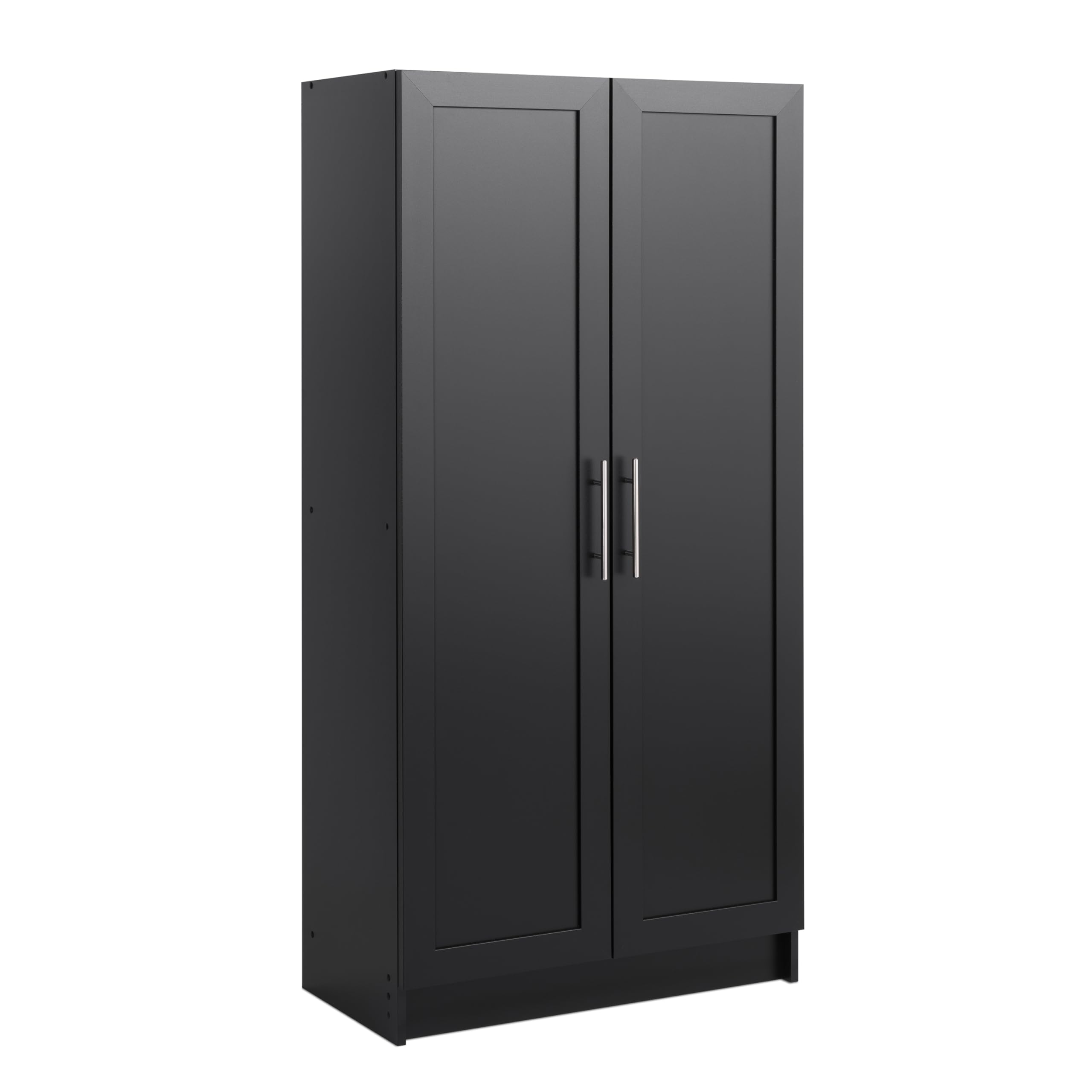 Prepac Elite Storage Accent Cabinet with Panel Doors - Black Bathroom & Pantry Organizer with 3 Shelves (16.5