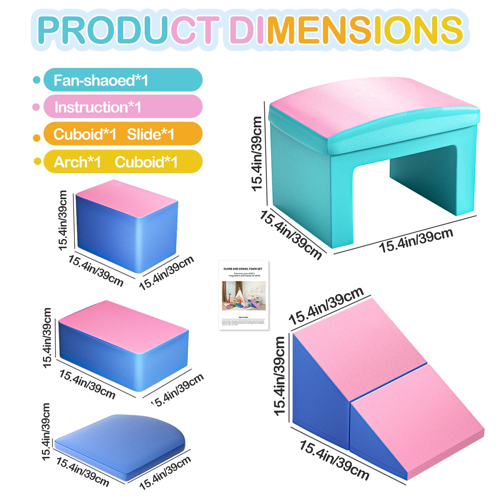 SURPCOS 6-Piece Soft Foam Climbing Set for Toddlers 1-3 Years - Indoor Play Gym with Slide, Stairs & Ramp - Safe Crawl & Climb Activity Toys for Kids (Pink) | Perfect for Home Playrooms, Daycare Centers & Preschool Motor Skill Development