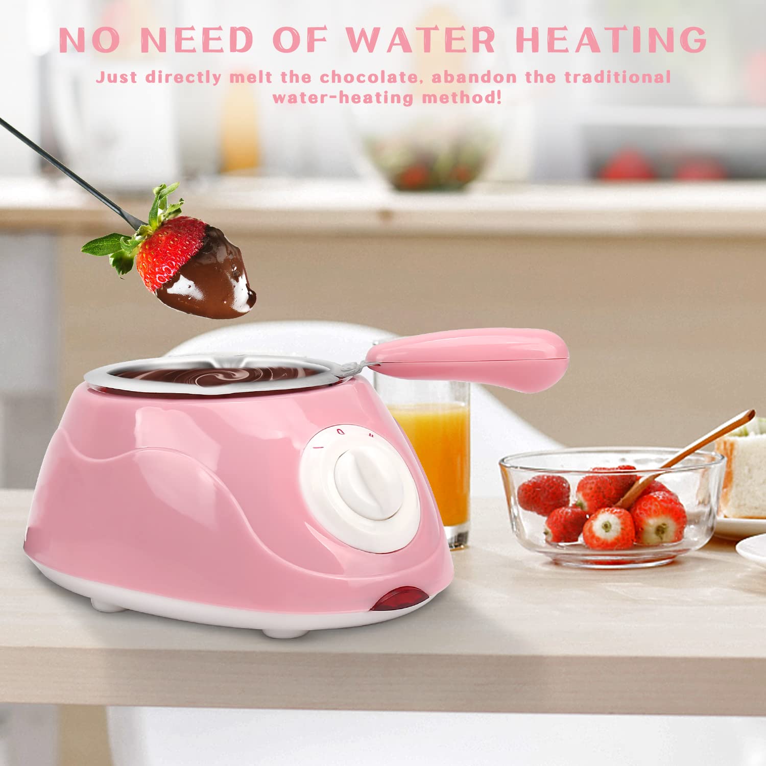 Mini Electric Fondue Pot Set - Chocolate Melter & Cheese Warmer Machine for Milk Chocolate, Candy, Butter - Perfect for Parties, Valentine's Day & Family Gatherings