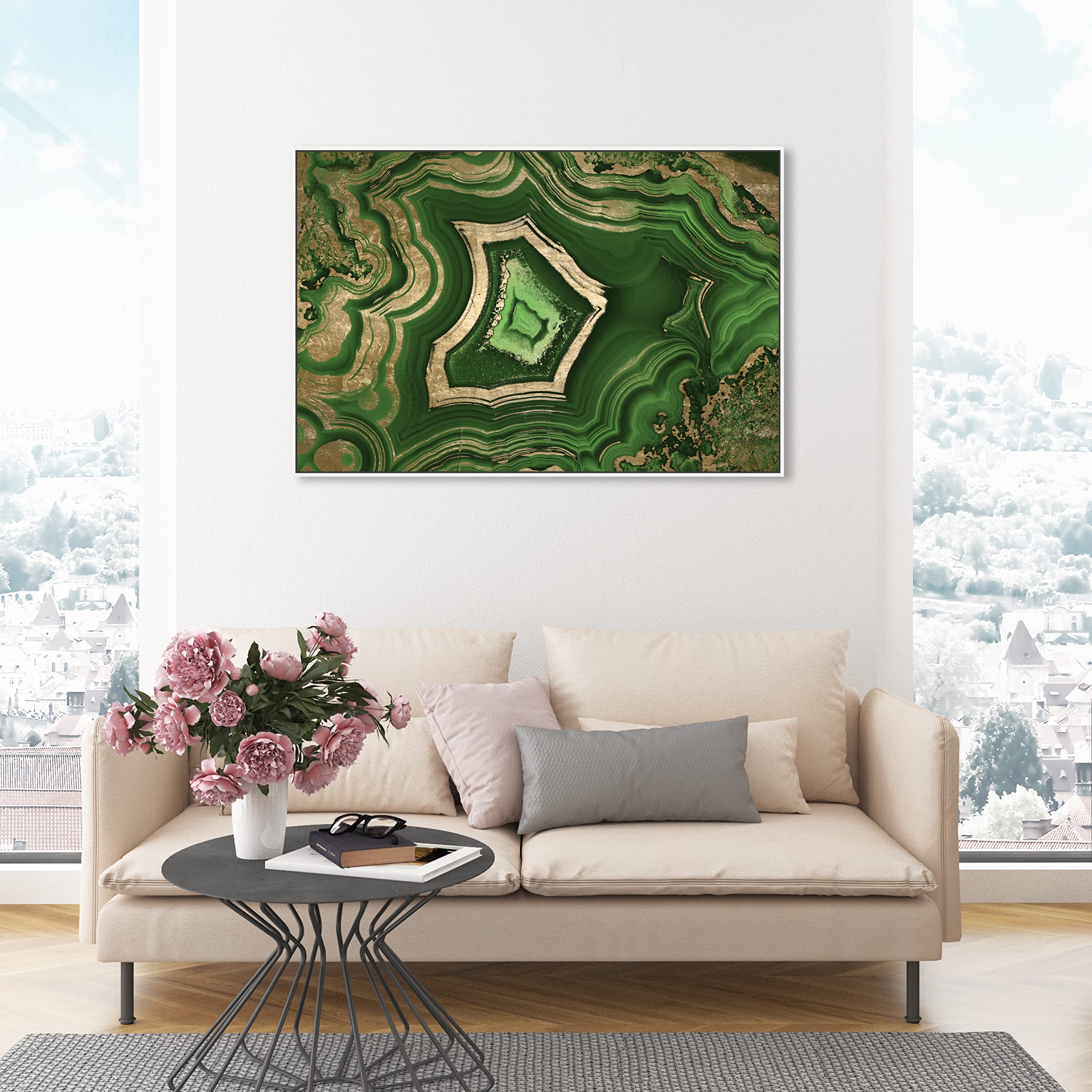 Oliver Gal Abstract Modern Large Canvas Wall Art - Dreaming About Emerald Green & Gold Ready to Hang Home Decor (30x45 Inches) for Living Room, Bedroom & Office | Contemporary Wall Decor for Modern Interiors