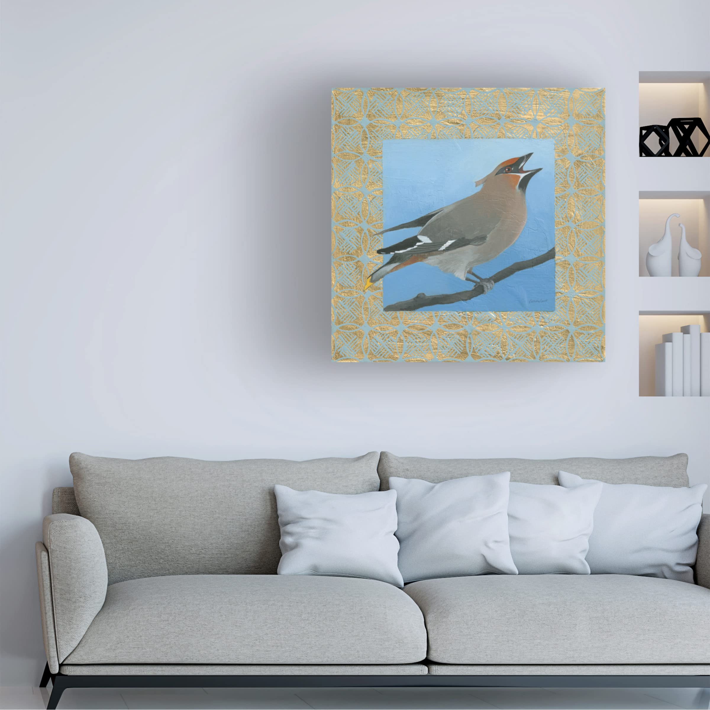 Trademark Fine Art 'Cedar Waxwing' Canvas Wall Art by Kathrine Lovell - Handmade Bird Painting for Home Decor, Living Room, Bedroom & Office