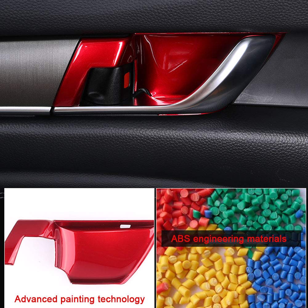 4-Piece ABS Car Door Handle Bowl Covers for Honda Accord 2018-2022 - Interior Trim Accessories (Red) | Upgrade Your Car's Style & Protection