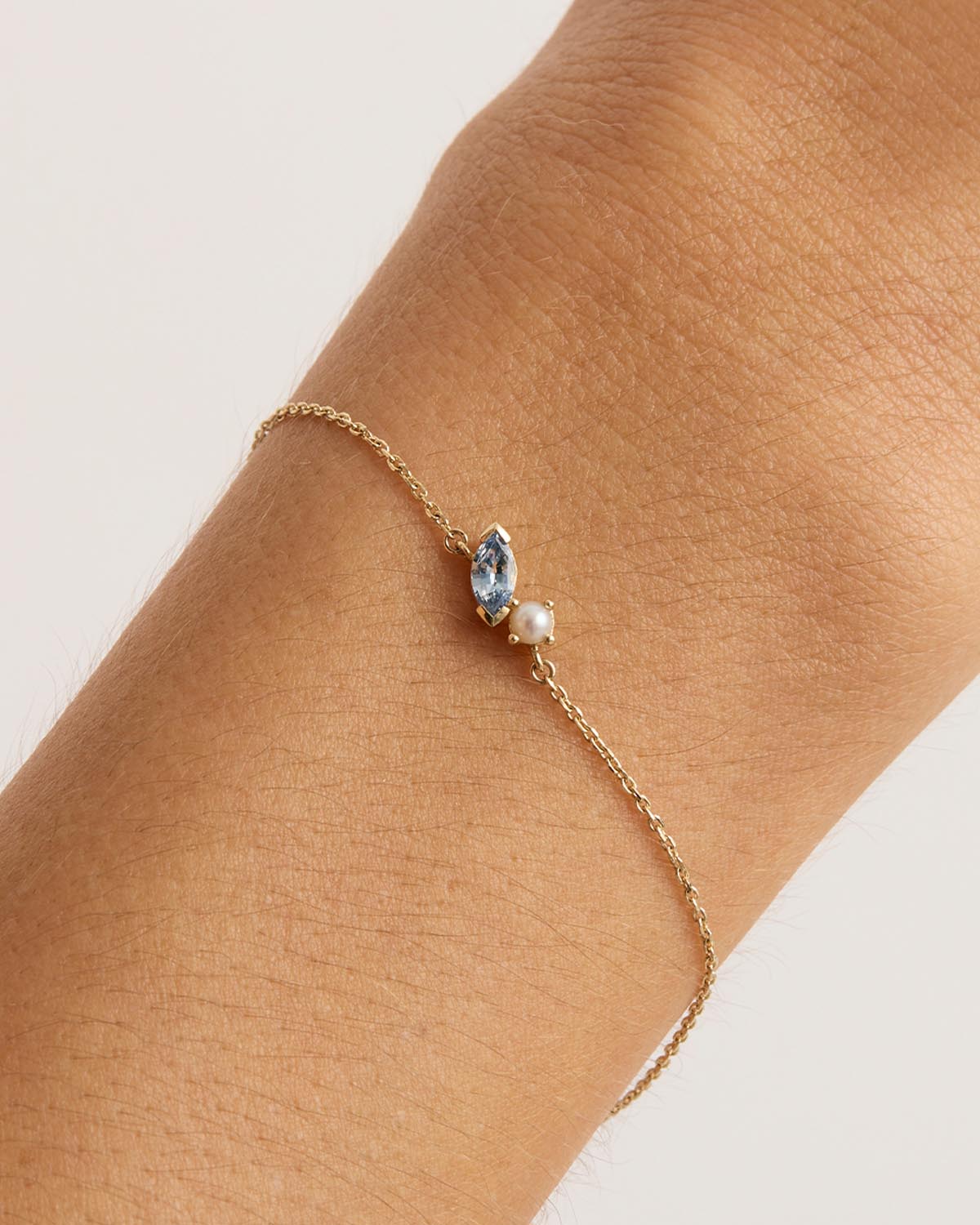14K Solid Gold Into The Blue Bracelet for Women - Dainty Minimalist Jewelry Gift for Her - Perfect for Everyday Wear, Date Night & Special Occasions