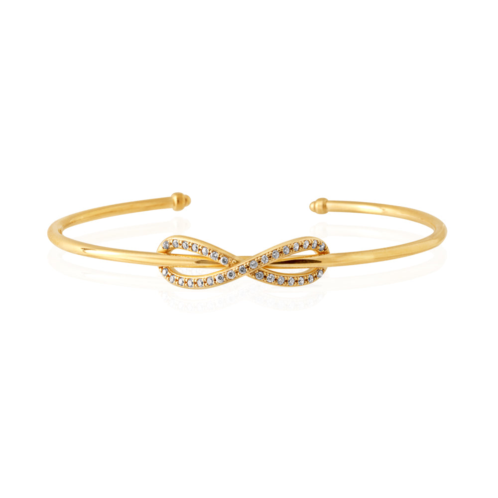 9ct Gold Silver-Filled Infinity Cuff Bangle Bracelet for Women - Elegant Jewelry Gift for Anniversary, Wedding & Everyday Wear