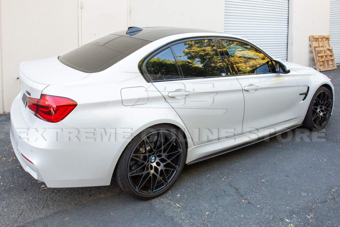 2014-2018 BMW F80 M3 M-Performance Carbon Fiber Side Skirt Extensions - Replacement Rocker Panel Kit for Enhanced Aerodynamics & Sporty Styling | Perfect for Track Days, Car Shows & Performance Upgrades