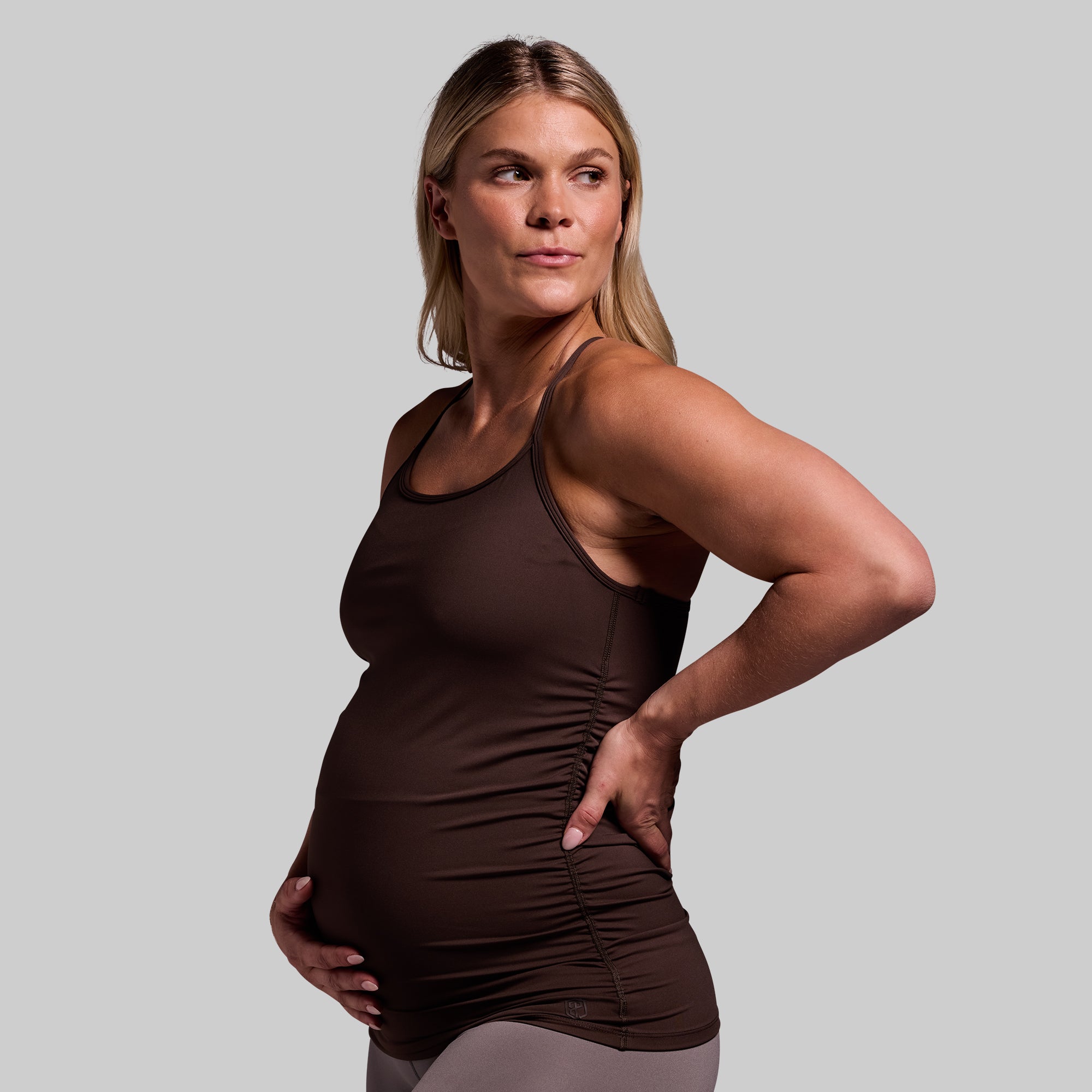 Maternity Drop Shot Tank Top for Women - Soft & Comfortable Nursing Shirt (Dark Brown) - Perfect for Pregnancy, Breastfeeding & Everyday Wear
