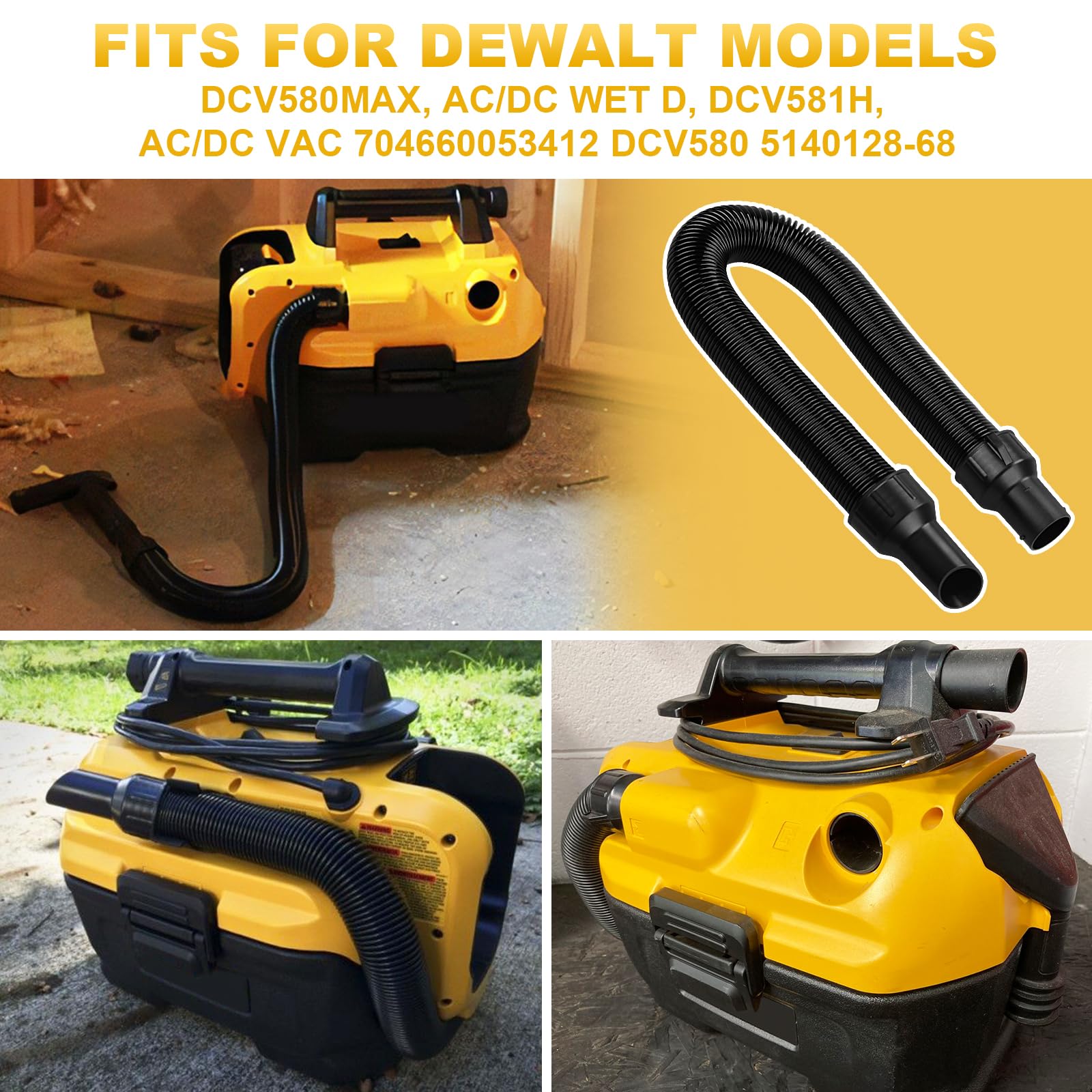 Replacement Vacuum Hose Assembly for DeWalt DCV580 DCV581H DCV580MAX 704660053412 - Compatible with DeWalt Wet/Dry Vacuums - Perfect for Workshop Cleaning, Construction Sites & DIY Projects