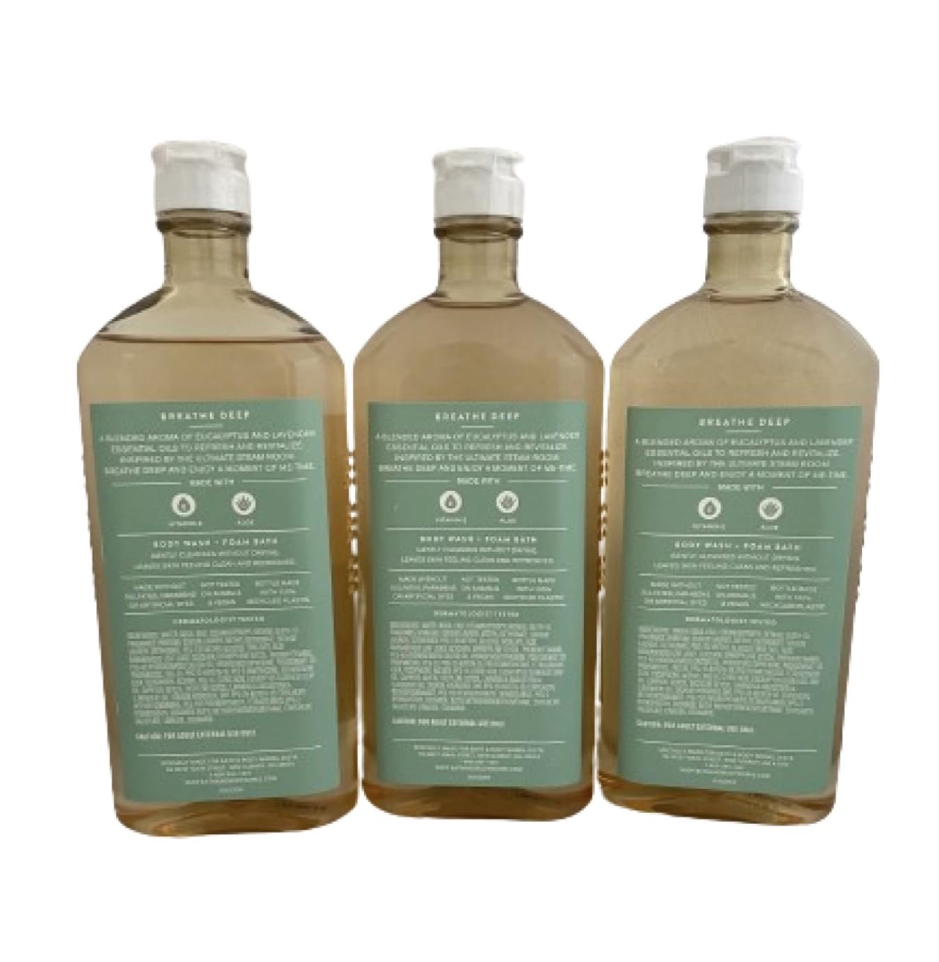Bath & Body Works Aromatherapy Eucalyptus Lavender Body Wash & Bubble Bath - 10 fl oz (3 Pack) - Stress Relief & Relaxation for Shower & Bath Time