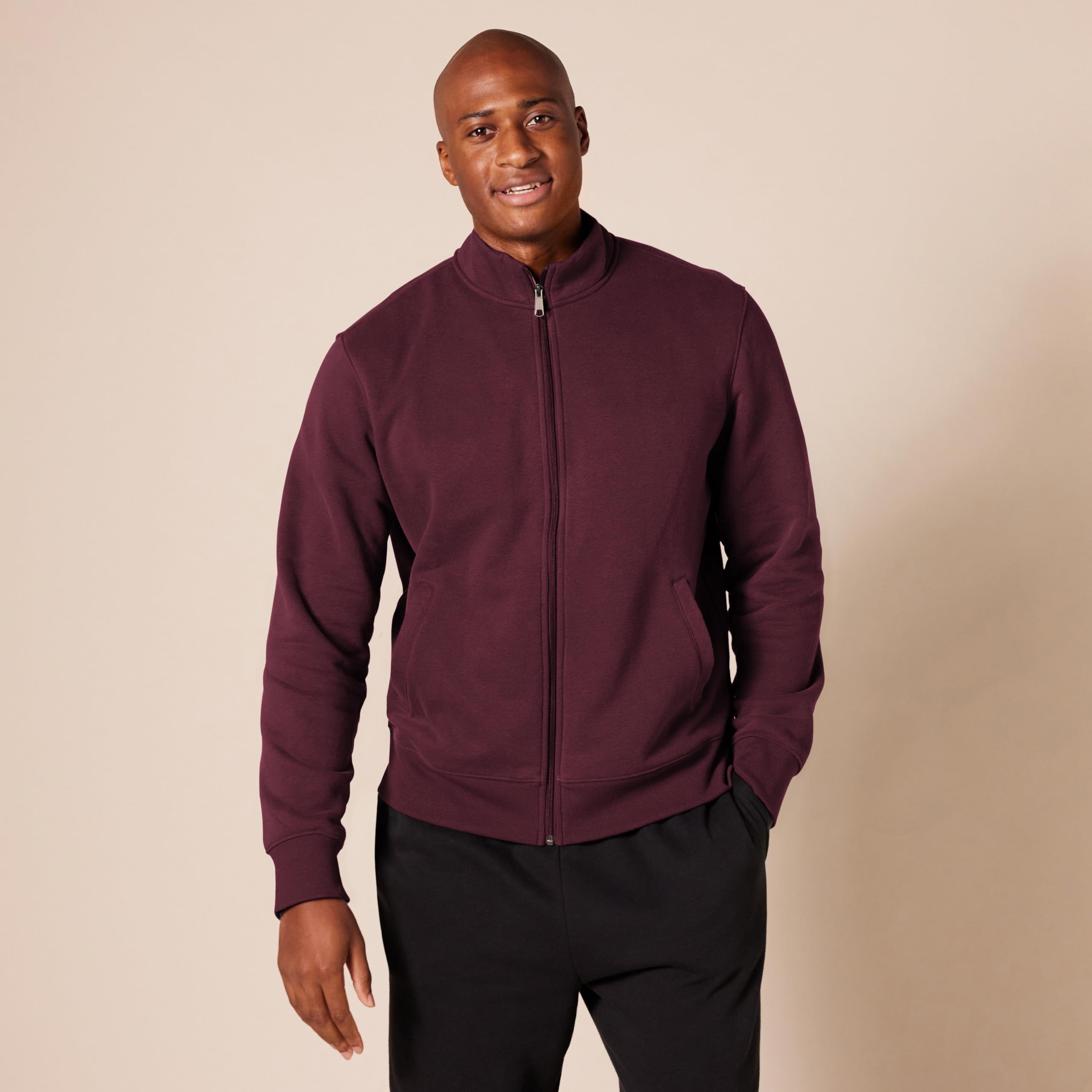 Amazon Essentials Men's Fleece Mock Neck Zip-Up Sweatshirt - Warm Casual Pullover for Winter, Gym & Outdoor Activities