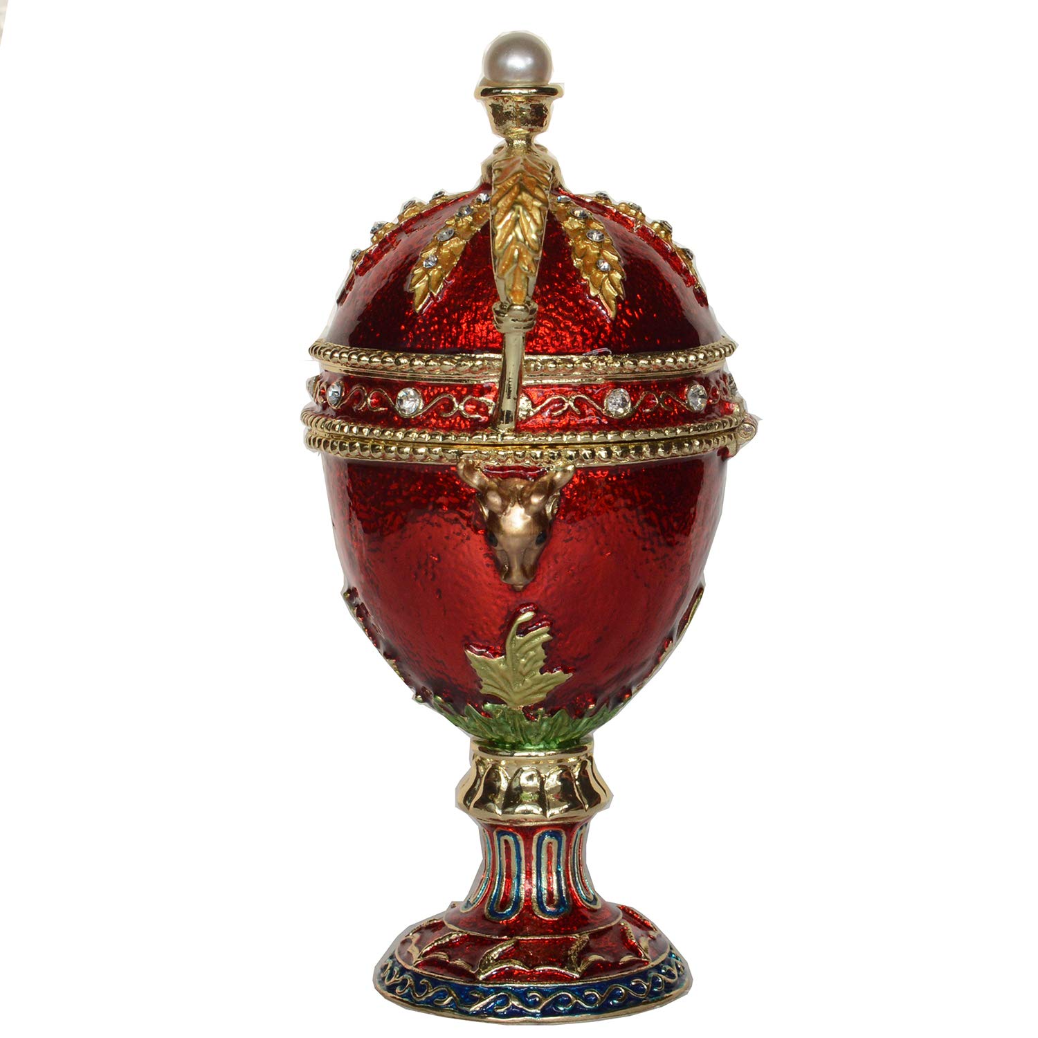 Russian Style Faberge Egg Jewelry Box - Handcrafted Trophy Egg Trinket Box for Wedding Rings, Collectibles & Gifts | Perfect for Bridal Showers, Anniversary Presents & Luxury Home Decor