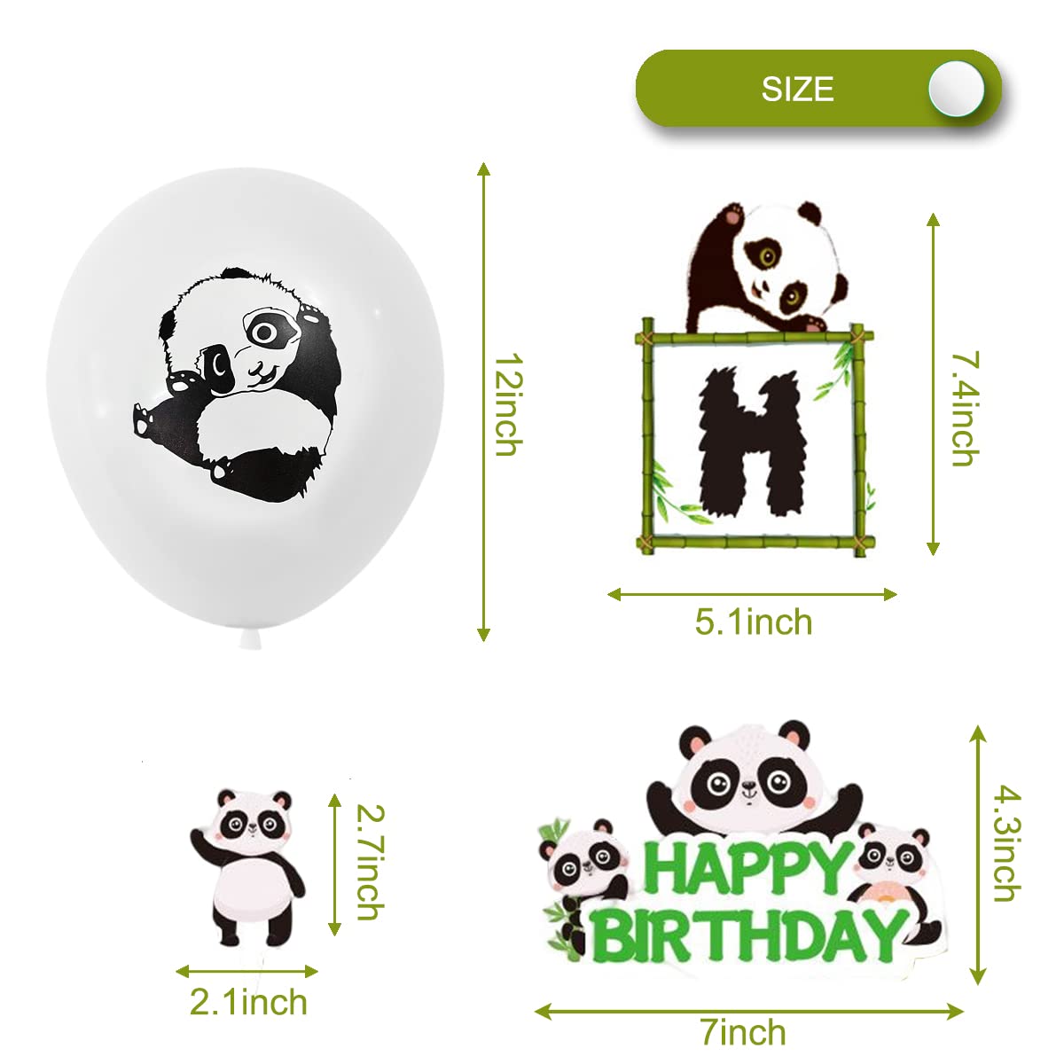 Panda Birthday Party Decorations Set - Happy Birthday Banner, Balloons & Cake Toppers for Panda Themed Party | Perfect for Kids Birthday, Baby Shower & Animal Theme Celebrations