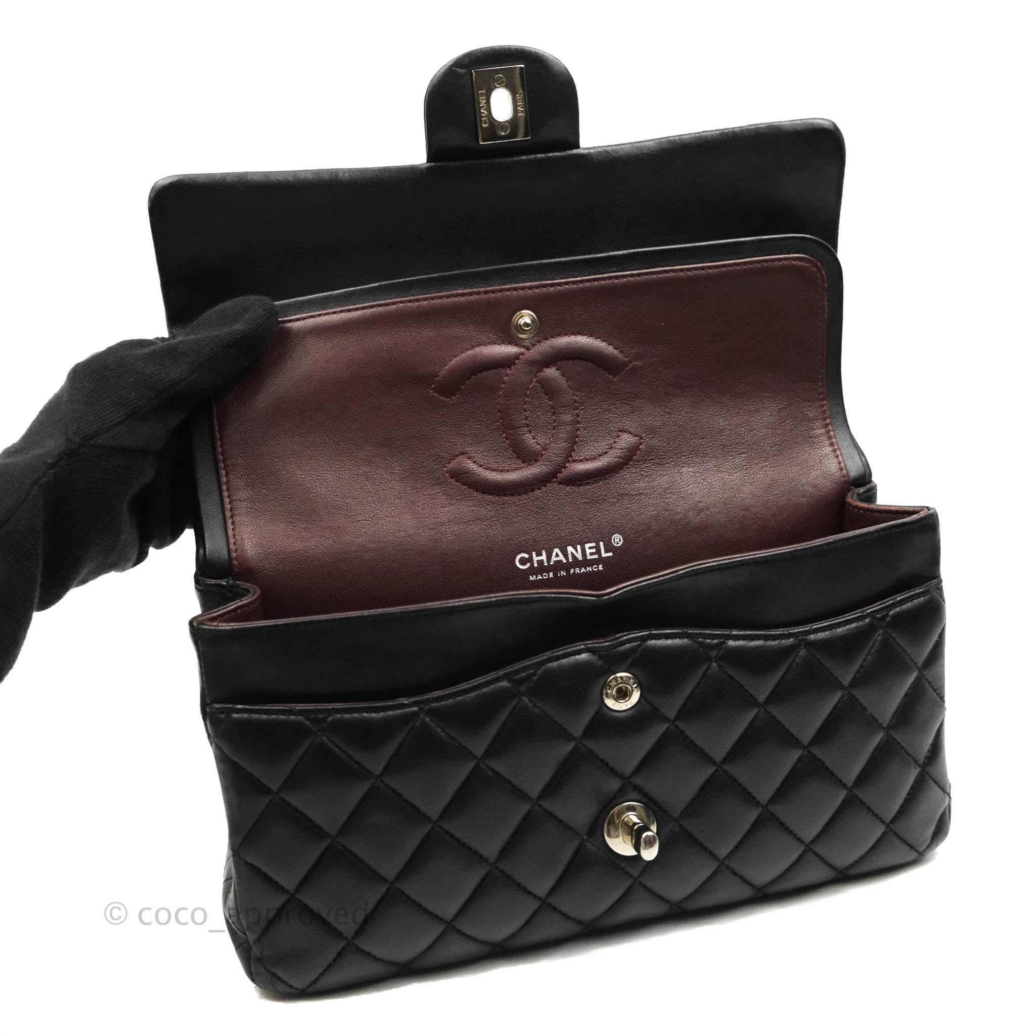 Chanel Classic M/L Medium Double Flap Bag - Black Lambskin Leather with Silver Hardware | Luxury Handbag for Women, Perfect for Work, Evening Events & Everyday Use