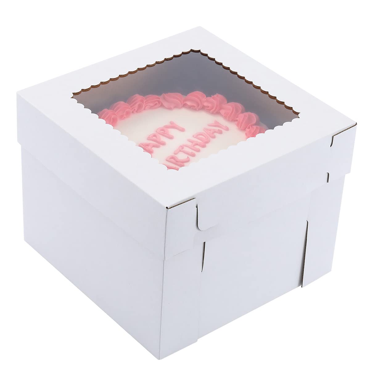 14x14x12 Inch Tall Cake Boxes for Wedding & Tier Cakes - 2 Pack Sturdy Bakery Boxes with Clear Window | Disposable Layer Cake Carrier for Parties, Events & Professional Baking