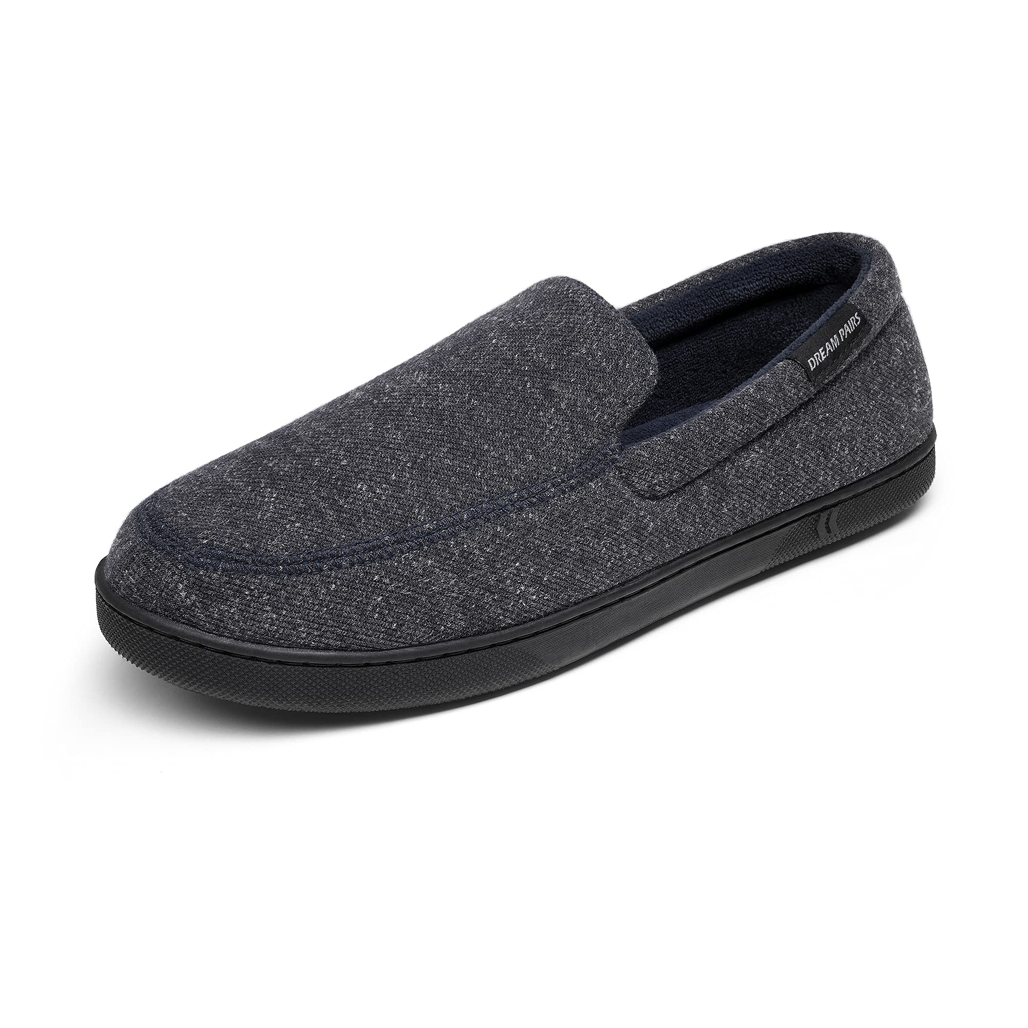 Men's Memory Foam Moccasin Slippers - Indoor/Outdoor Winter Warm House Shoes for Comfort
