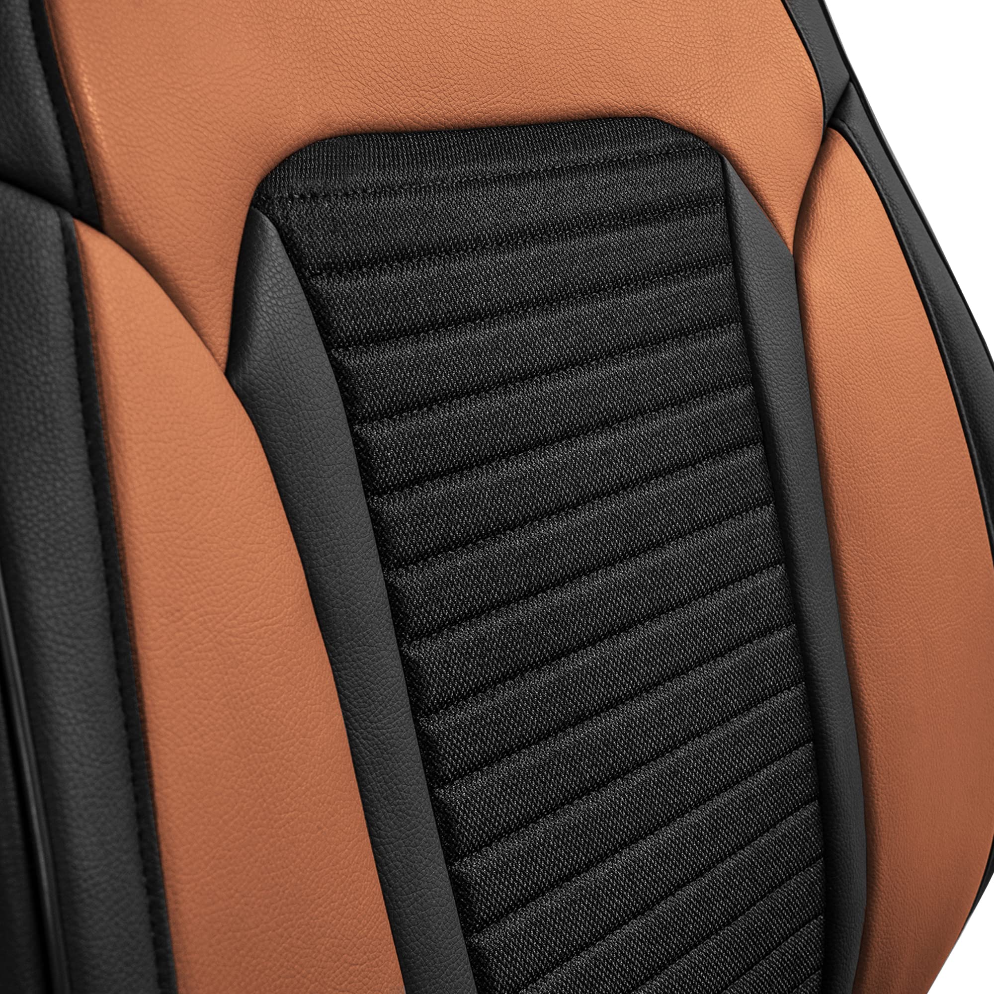 Premium Faux Leather Car Seat Covers - Universal Fit for Low Back Seats | FH Group Airbag Compatible Seat Cushions for SUV & Sedan (Brown) | Comfort & Protection for Daily Commute & Road Trips