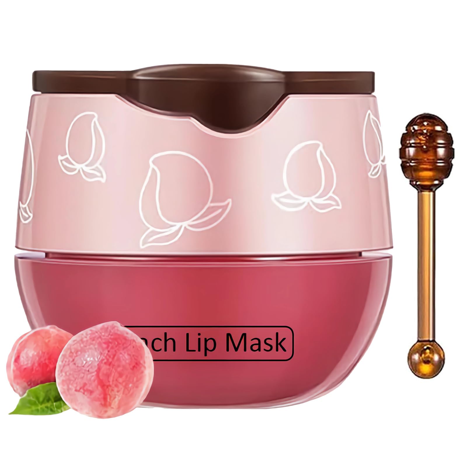 1 PCS Bee Lip Balm Lip Mask - Honey Pot & Peach Moisturizing Sleeping Lip Mask Overnight Treatment with Sticks, Hydrating Lip Balm for Dry & Cracked Lips - Exfoliating Lip Scrub for Night Care & Daily Moisturizing
