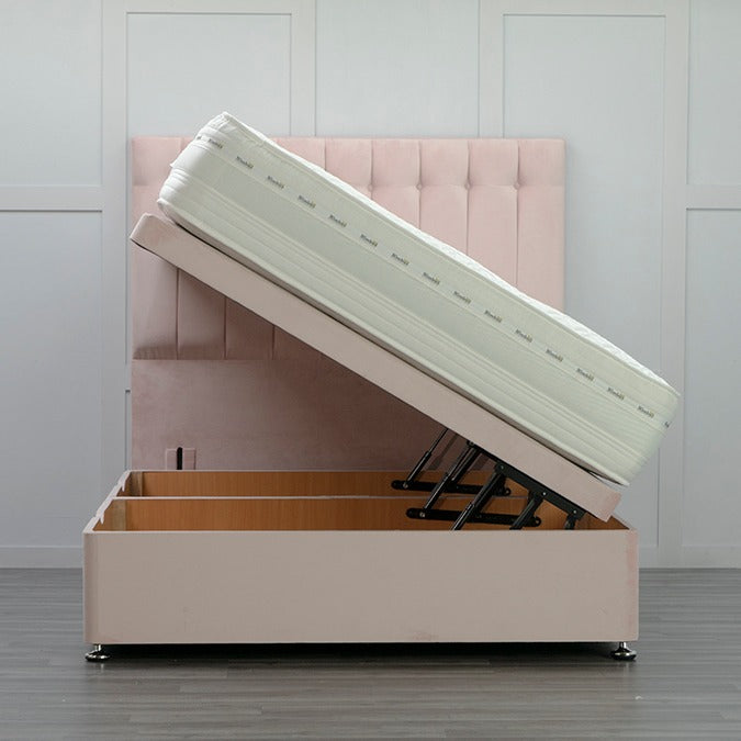 Side Opening Ottoman Bed Base with Storage - Queen Size Platform Bed Frame for Small Spaces - Perfect for Bedroom, Guest Room & Studio Apartments
