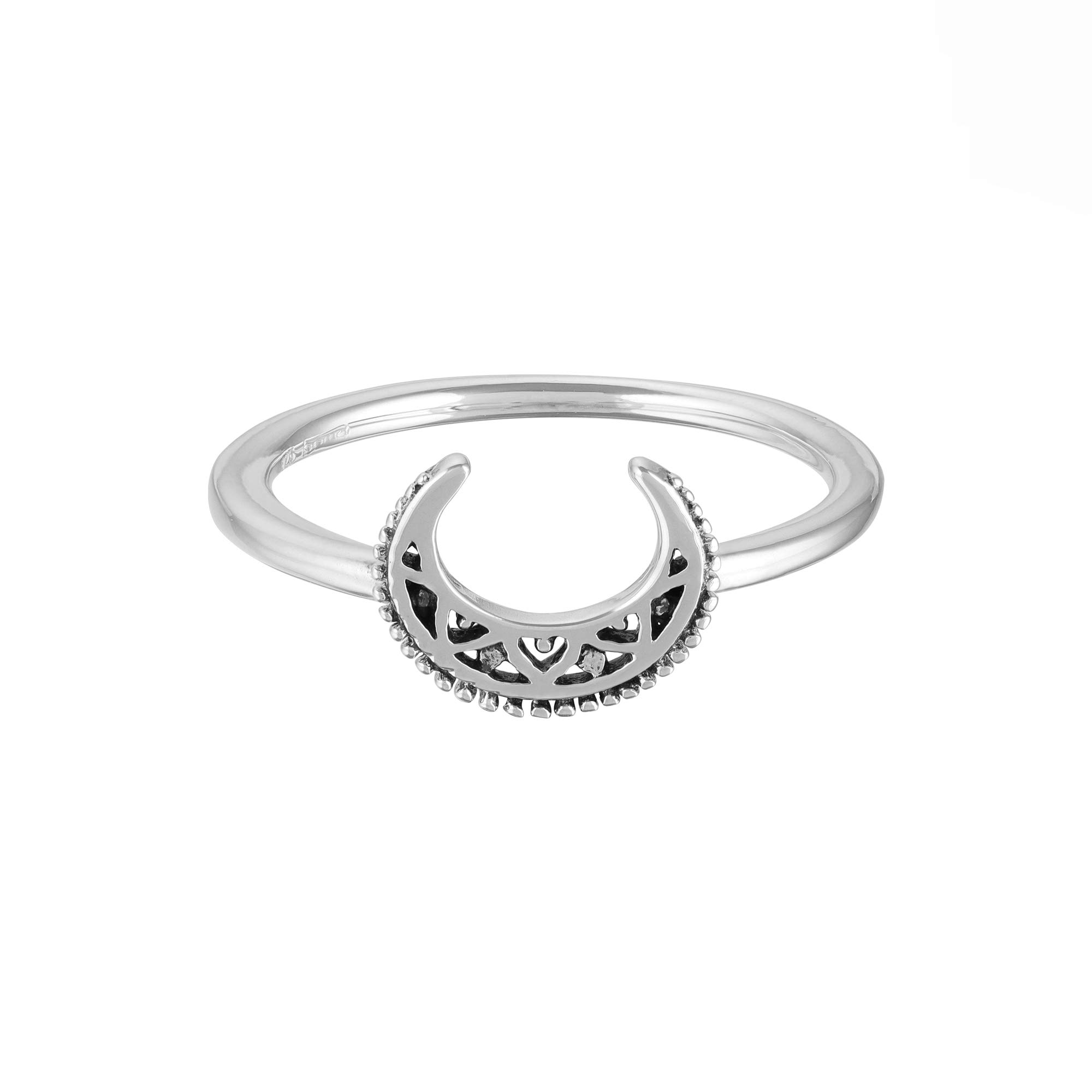 Sterling Silver Moon Ring for Women - Boho Tribal Jewelry for Everyday Wear