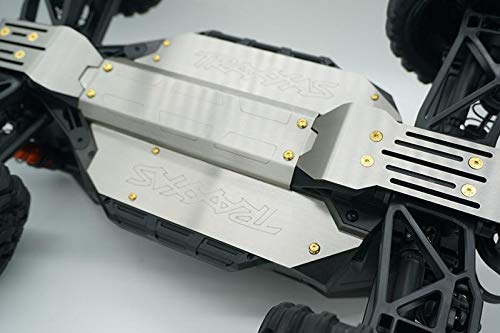 GPM Stainless Steel Skid Plates 36Pc Set for Traxxas 1/10 Maxx 4WD Monster Truck - Front, Center & Rear Chassis Upgrade Parts (Hollow Version) | Off-Road Protection & Durability Enhancement