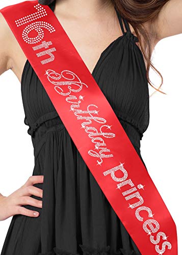 16th Birthday Princess Rhinestone (Red Sash)