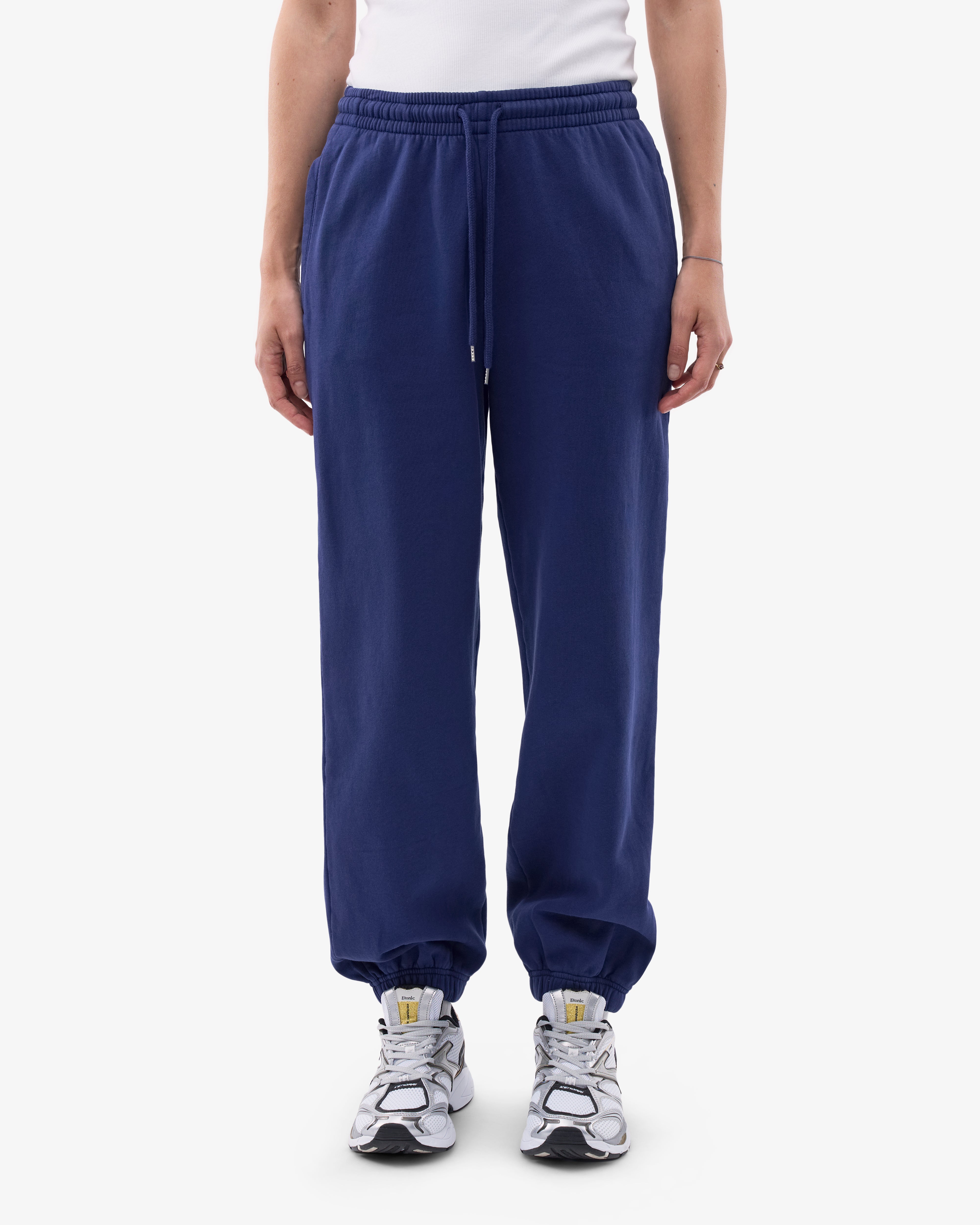 Organic Relaxed Sweatpants for Women - Soft Cotton Lounge Pants with Pockets - Marine Blue - Perfect for Yoga, Home & Travel Comfort