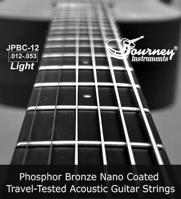 JPBM-12 Phosphor Bronze Nano Coated Acoustic Guitar Strings - High Tensile Yield Light Gauge (12-53) for Superior Sound & Durability | Perfect for Folk, Country & Live Performances