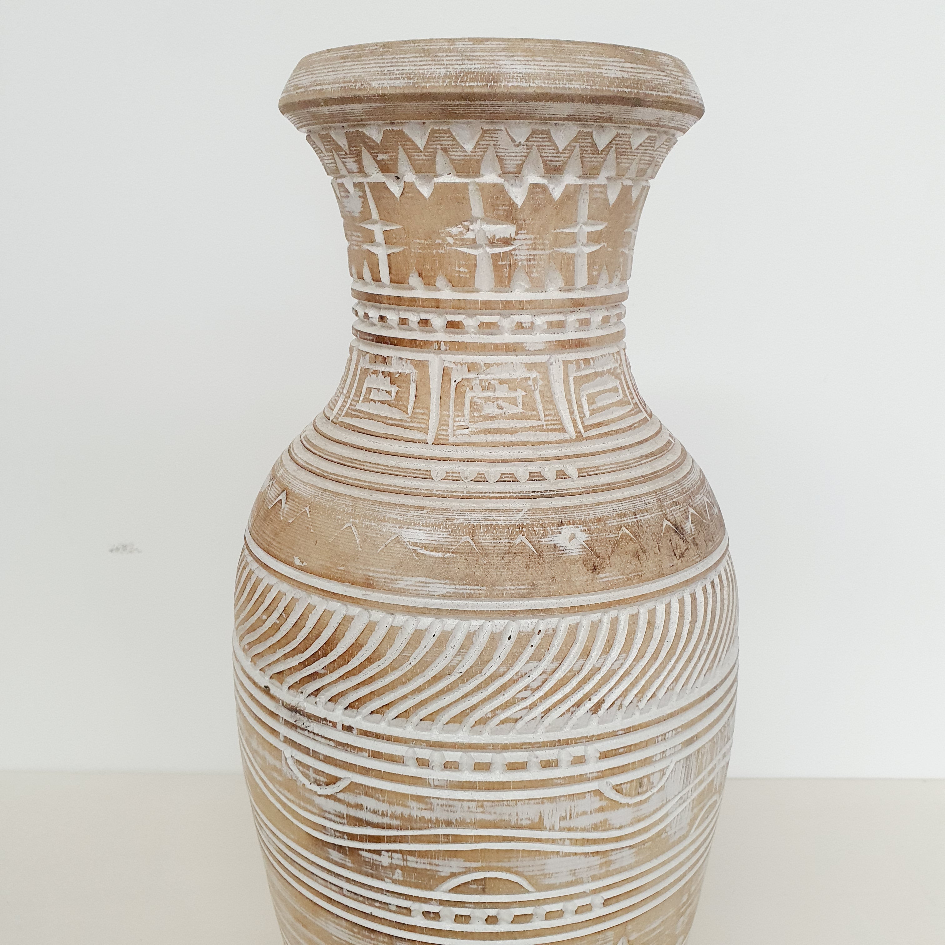 Handmade Wooden Timor Vase - Natural Home Decor for Flowers, Centerpiece & Boho Style Living Room Decorations