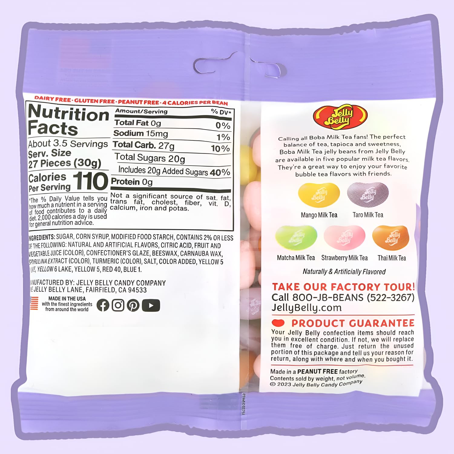 **Jelly Belly Boba Milk Tea Gourmet Jelly Beans 100g - Vegan, Dairy-Free, Gluten-Free, Kosher Candy - Bulk Snacks for Christmas, Holidays & Stocking Stuffers - Perfect for Parties, Gifts & Sweet Cravings**
