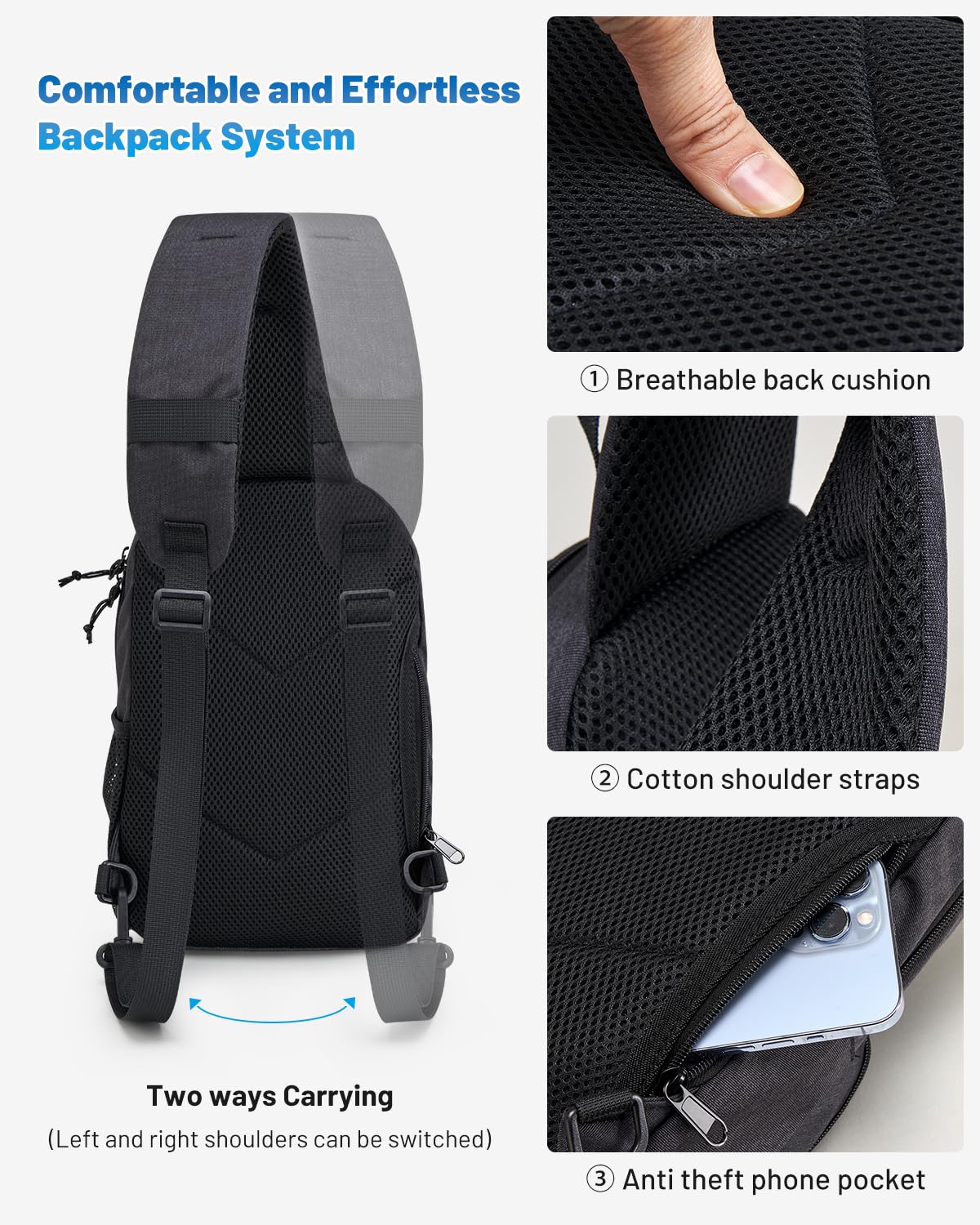 OIWAS Sling Bag for Men & Women - Hiking Crossbody Backpack for Outdoor