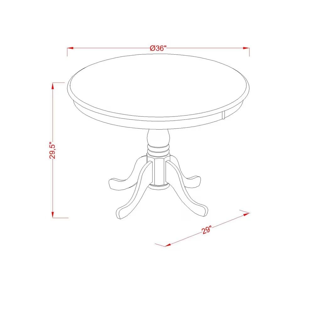 East West Furniture ANAB5-LWH-64 5-Piece Round Dining Table Set with Pedestal Base & 4 White Faux Leather Chairs, 36x36 Inch, Linen White - Perfect for Small Kitchen, Breakfast Nook or Apartment Dining Area